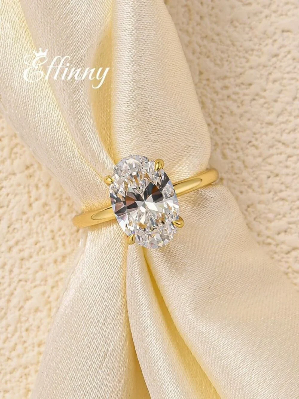 Stunning 3.5 Carat Elongated Oval Cut Engagement Ring in 925 Sterling Silver